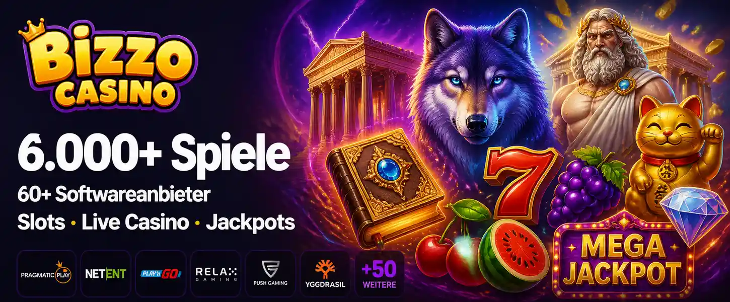 Bizzo Casino Spielangebot mit über 6000 Slots von 60 Anbietern