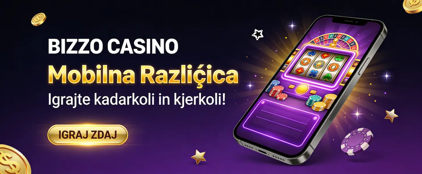 Bizzo Casino mobilna različica omogoča igranje na telefonu kadarkoli in kjerkoli brez aplikacije.