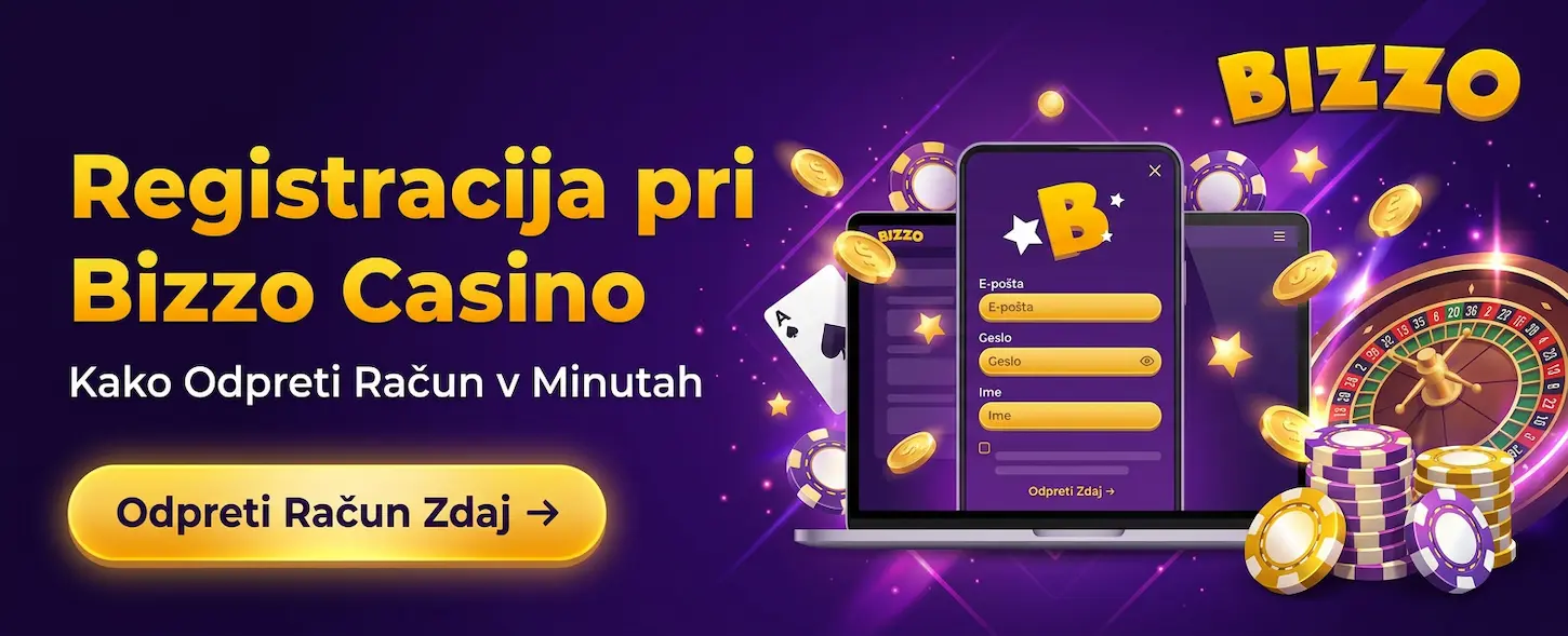 Bizzo Casino registracija – kako odpreti račun in se prijaviti na spletni strani kazina v Sloveniji.